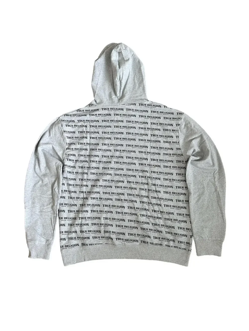 True Religion Loungewear Gray All Over Print Pullover Lightweight Hoodie Size XL